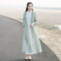 Оригинальное летнее шелковое ретро длинное тонкое ханьфу, тонкий плащ, куртка, китайский стиль