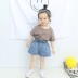 2018 mùa hè mới trẻ em Hàn Quốc quần áo cô gái cao eo hoa quần short denim trẻ em trung và nhỏ phần mỏng mặc quần nóng thủy triều Quần jean