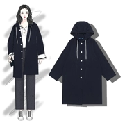 Tstz 2018 thu đông 2018 phiên bản mới của Hàn Quốc với kiểu dáng dài giản dị kiểu dáng đơn giản, áo trùm đầu áo len dài tay áo khoác nữ