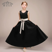 MUSE trang phục đàn piano cô gái buổi tối ăn mặc trẻ em ăn mặc công chúa ăn mặc trẻ em trang phục màu đen thanh lịch satin