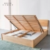 Gỗ óc chó Bắc Âu rắn áp lực giường đơn giản hiện đại gỗ anh đào lưu trữ lớn dung lượng giường cao gỗ sồi giường đôi - Giường