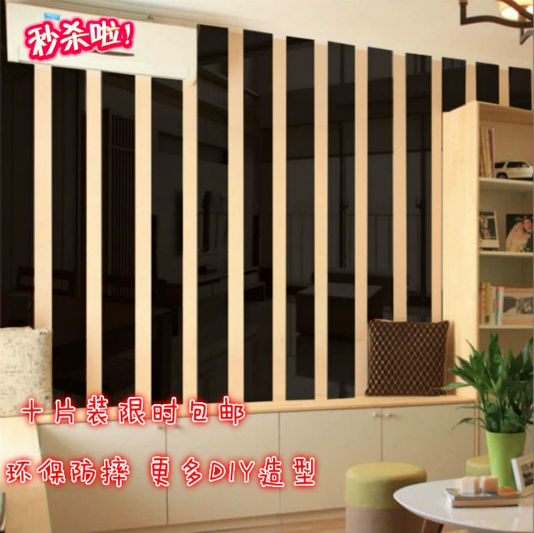 Acrylic bóng gương dán tường trang trí phòng khách TV nền tường trần 3d âm thanh nổi hình chữ nhật tự dính đường viền eo - TV