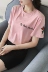2018 mùa hè Hàn Quốc phiên bản của lỏng kích thước lớn letter in ấn ngắn tay cotton T-Shirt ladies thêu vòng cổ áo sơ mi từ bi Áo phông