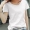 Áo thun cotton cotton Hồng Kông nữ tay ngắn 2019 hè mới thân rộng buông lơi nữ dáng liền màu v-cổ nửa tay áo thủy triều - Áo phông