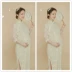 Phụ nữ mang thai chụp ảnh quần áo Phong cách Trung Quốc mới phong cách retro phụ nữ mang thai sườn xám ảnh studio quần áo ảnh phụ nữ mang thai ảnh quần áo - Áo thai sản shop đồ bầu Áo thai sản