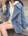 CW sâu tùy chỉnh khói màu xanh áo len nữ phần ngắn Hàn Quốc phiên bản của tuổi già dày người đàn ông nhỏ áo len thủy triều