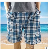 Mùa hè cha quần short nam trung và già kẻ sọc nửa quần lỏng cotton giản dị cộng với phân XL mặc quần quần jean nam ống rộng
