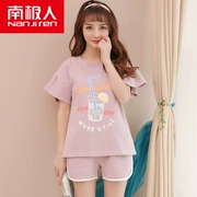 Đồ ngủ mùa hè ở Nam Cực quần short nữ tay ngắn kích thước lớn lỏng lẻo phụ nữ hoạt hình bông phục vụ nhà