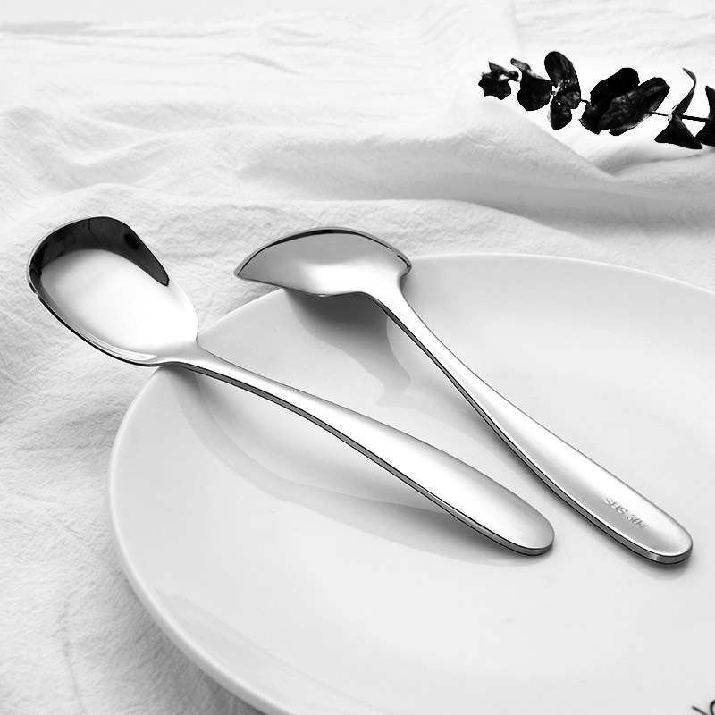 304不锈钢勺子成人家用吃饭勺创意儿童可爱调羹方头勺汤匙餐具勺