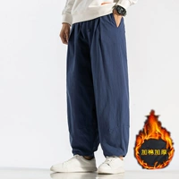 Зимние ретро штаны для мальчиков, увеличенная толщина, китайский стиль, большой размер, из хлопка и льна