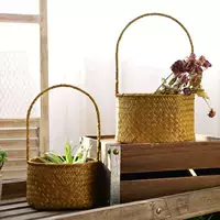 Портативная соломенная плетеная корзина, лампа для растений в форме цветка