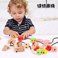 Большая интеллектуальная деревянная игрушка с бусинами для координации рук и глаз из натурального дерева, 1-4 лет