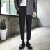 Quần xuân nam phong cách quần âu Hồng Kông phiên bản Hàn Quốc của xu hướng tự tu luyện quần kẻ sọc nam thẳng quần dài chín điểm - Quần Quần