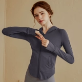 Спортивная куртка с капюшоном с молнией, приталенная одежда для йоги, лонгслив для тренировок для спортзала, для бега