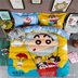 Crayon Chibi Maruko bông denim chăn phim hoạt hình ba tờ cho trẻ em giường ngủ Pink Panther - Bộ đồ giường bốn mảnh chăn ga cưới Bộ đồ giường bốn mảnh