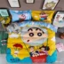 Crayon Chibi Maruko bông denim chăn phim hoạt hình ba tờ cho trẻ em giường ngủ Pink Panther - Bộ đồ giường bốn mảnh