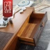 Phong cách mới của Trung Quốc Đồ nội thất phong cách Đông Nam Á Đồ nội thất bằng gỗ óc chó Phòng khách giải trí với ngăn kéo bàn cà phê tre - Bàn trà