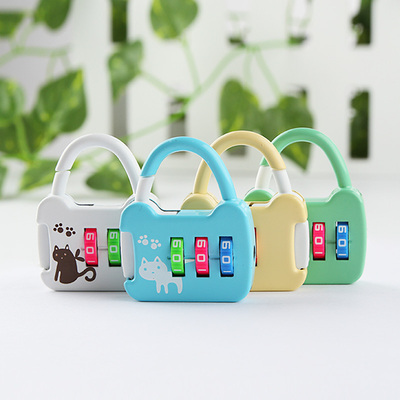 彩轮密码锁挂锁柜子锁 儿童卡通迷你小锁头宿舍锁背包锁健身房锁_天天
