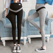 Bà bầu quần legging cotton hoang dã nâng quần kéo dài Phụ nữ mang thai mỏng phần chín quần mới thủy triều mẹ xuân hè - Phụ nữ mang thai quần / quần bụng