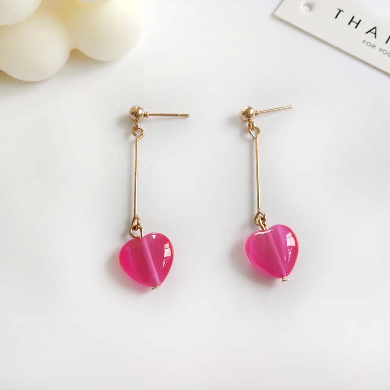 OrangeSpecial Offer feedback temperament Spring and summer new pattern love Pearl Earrings Sweet Versatile Earrings Collection girl Ear Studs Ear clip