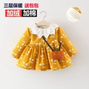 Quần áo trẻ em gái váy trẻ sơ sinh dày lên cộng với váy nhung 0 1-3 tuổi nửa bé gái nhỏ quần áo mùa đông