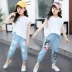 2018 mùa hè mới lụa cô gái mềm mại jeans bé muỗi quần phần mỏng lớn trẻ em trẻ em cây ra hoa Quần jean