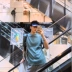 William Wei màu rắn dệt kim vòng cổ áo sơ mi ngắn tay Hồng Kông phong cách lỏng lẻo đơn giản tính khí tay áo nửa tay áo T-Shirt áo khoác nam hàng hiệu Hàng dệt kim