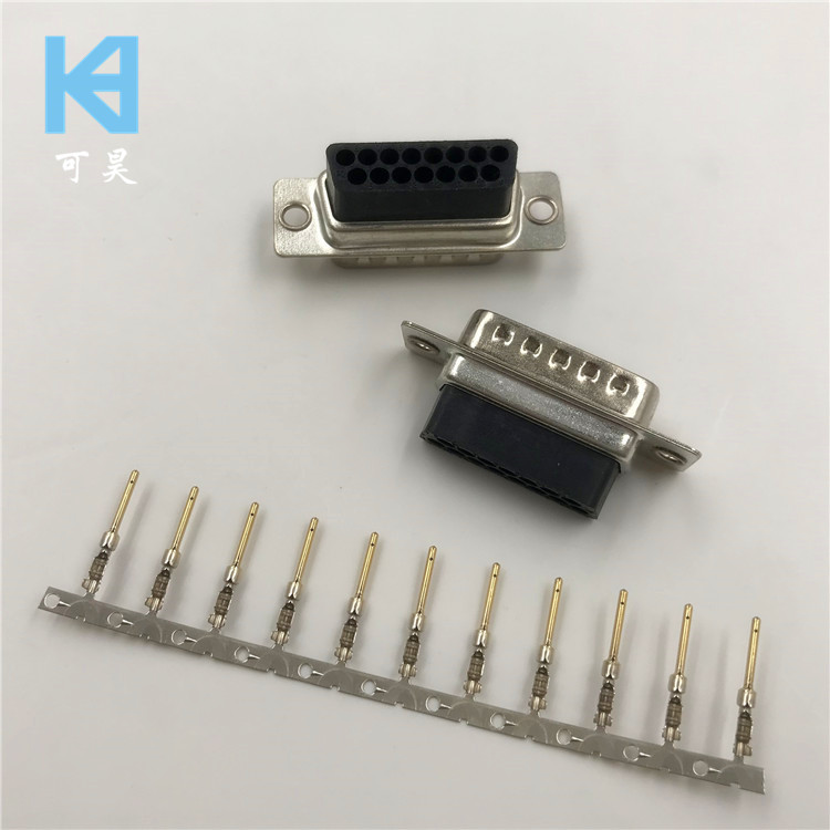 Kehao kim đột D-SUB đột vỏ loại đầu nối kim DB15 màu đen Đầu nối áp suất lạnh không hàn nam DB15