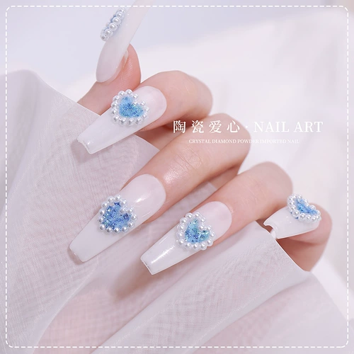 Красный белый аксессуар в форме сердца в виде сердечка для маникюра из жемчуга, популярно в интернете