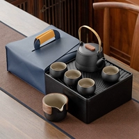 Tùy chỉnh 
            gốm đen chùm nồi du lịch kung fu bộ trà nhà ấm trà khay trà túi xách tay một nồi bốn cốc tùy chỉnh LOGO bình trà đẹp