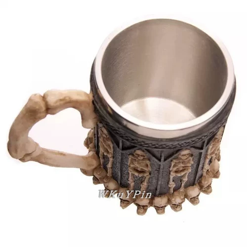 Европейская и американская лучшая 3D -чашка для 3D -черепа с двойной слой кружки из нержавеющей стали ужасный череп кофей кофе чашка вода вода чашка