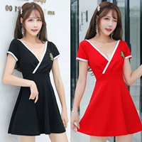 Câu lạc bộ đêm Summer Women 2019 Neo Sexy V-cổ thắt lưng Halter Eo Slim Váy A-line Váy đơn giản - A-Line Váy kiểu đầm xòe