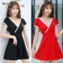 Câu lạc bộ đêm Summer Women 2019 Neo Sexy V-cổ thắt lưng Halter Eo Slim Váy A-line Váy đơn giản - A-Line Váy kiểu đầm xòe