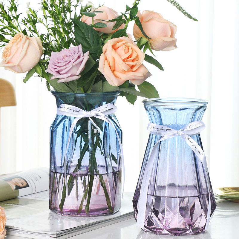 玻璃花瓶北欧摆件仿陶瓷绿萝水培玻璃瓶干花