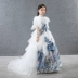 Trẻ em cao cấp phong cách Trung Quốc catwalk váy cô gái công chúa váy piano trang phục nhỏ chủ nhà buổi tối mùa thu mô hình - Váy trẻ em