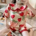 Mùa hè ngọt ngào sinh viên dễ thương đồ ngủ hoạt hình phụ nữ mùa hè bộ đồ cotton ngắn tay Cô gái Hàn Quốc dịch vụ nhà lỏng lẻo - Giống cái
