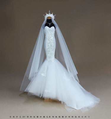 taobao agent Leqi handmade DIY material bag wedding wedding series fishtail wedding dress BJD four -point DIY wedding dress