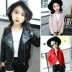 Áo khoác da bé gái 2019 mới mùa xuân quần áo trẻ em mùa xuân và mùa thu Hàn Quốc phần ngắn của áo khoác bé gái da lớn thủy triều - Áo khoác