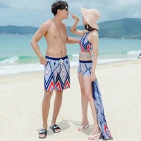 Cặp đôi mẫu thiết kế mới 2019 gợi cảm mặc bikini đi biển nữ Sanya bên bờ biển áo tắm Hàn Quốc ba mảnh - Vài đồ bơi đồ biển cặp	