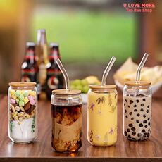 кружка glass cup with bamboo lid