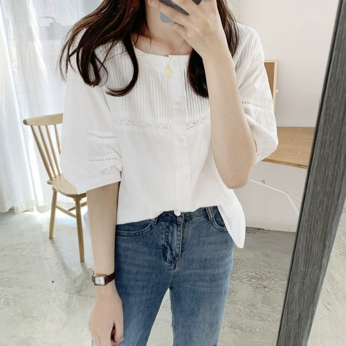 Рубашка, милый бюстгальтер-топ, 2021 года, в корейском стиле, квадратный вырез, с вышивкой