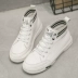 Giày cao cổ nữ bằng da Phiên bản Hàn Quốc của Gaobang hoang dã Giày trắng nhỏ dây thun 2020 mùa xuân giày thể thao và giải trí mới - Giày cao gót Giày cao gót