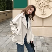 Áo khoác da nữ ngắn đoạn 2019 mùa thu mới Hàn Quốc phiên bản pu lỏng hoang dã bf gió mỏng áo khoác da thủy triều - Quần áo da