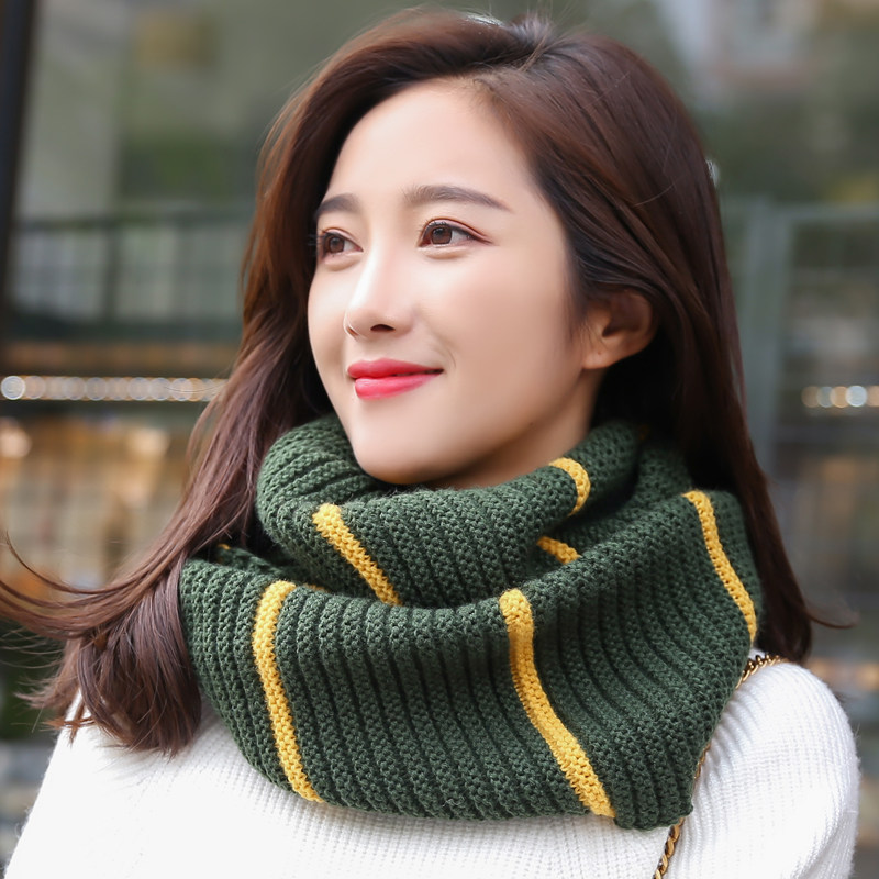 男女情侣款冬季保暖围巾韩版学生两圈针织毛线围脖百搭套头脖套