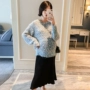 Bà bầu mang thai mùa thu đông phù hợp với người mẫu thời trang 2018 mới mùa thu mẹ ra mắt một chút áo len váy hai dây phù hợp dam bau