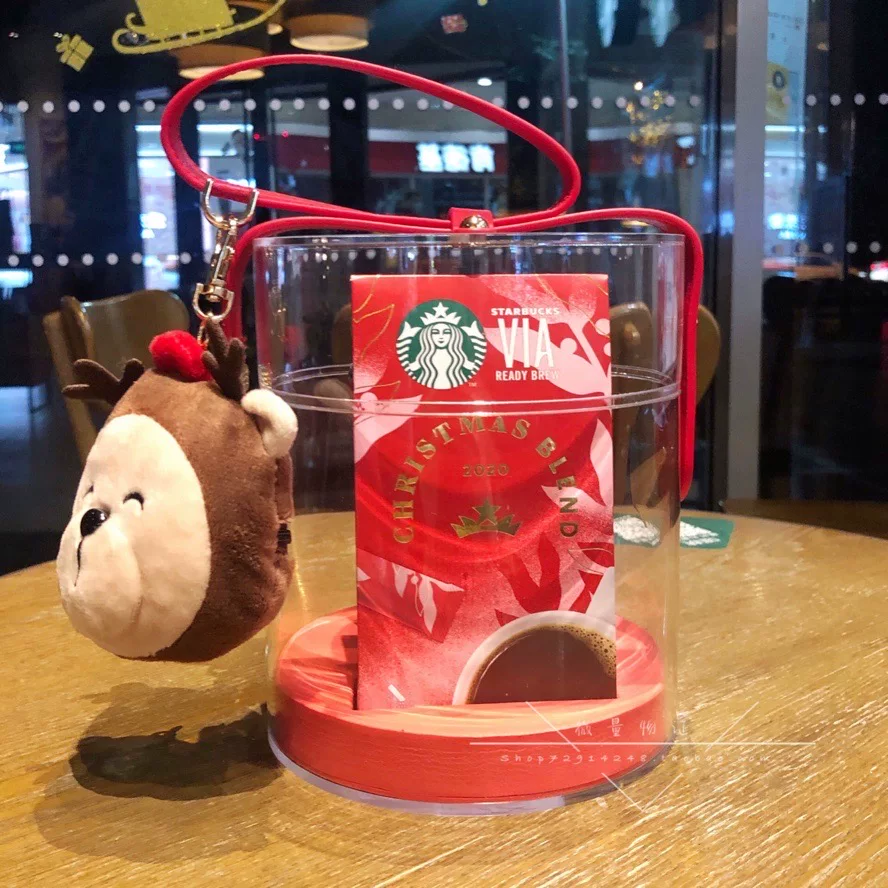 Starbucks, крас pendant, стекло нержавеющая сталь, ведро, набор, подарочная коробка, 2020, с маленькими медведями