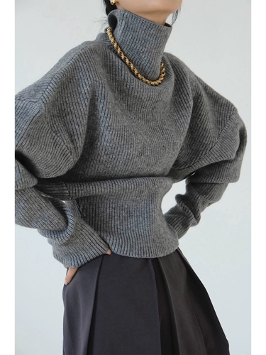 Приталенный корсет, демисезонный свитер, трикотажная сумка, французский стиль, увеличенная толщина