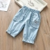 Mùa hè mới cao bồi mỏng cô gái thêu Hàn Quốc phiên bản 7 điểm quần trẻ em trẻ em hoang dã phụ nữ lỏng lẻo của kho báu jeans Quần jean
