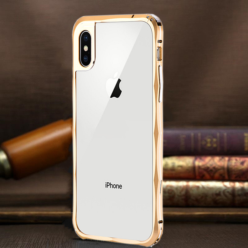 iMatch Slim Light Aluminum Metal Shockproof Bumper Case with Kickstand for Apple iPhone X