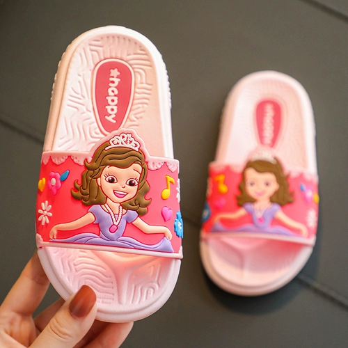 Детские слайдеры, тапочки, мультяшная нескользящая милая детская обувь для принцессы, мягкая подошва, подходит для подростков